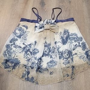 VINTAGE Y2K yank Flowy Tank, Small, Navy and Tan